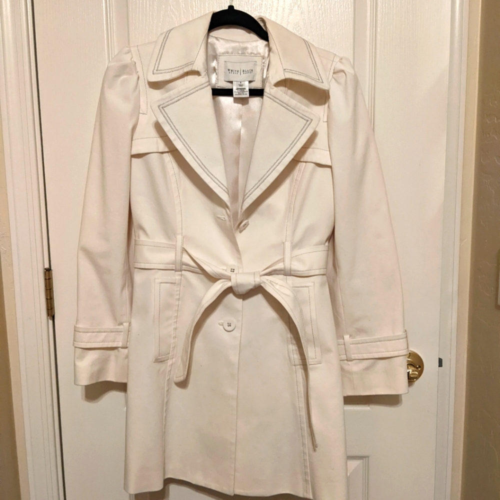 White House Black Market Cream Trench Coat